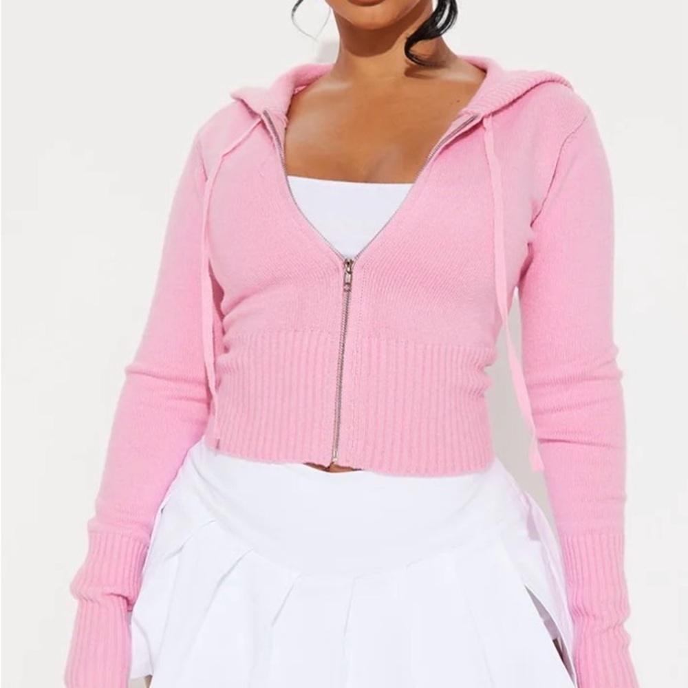 Fashion Nova Pink Hooded Cardigan